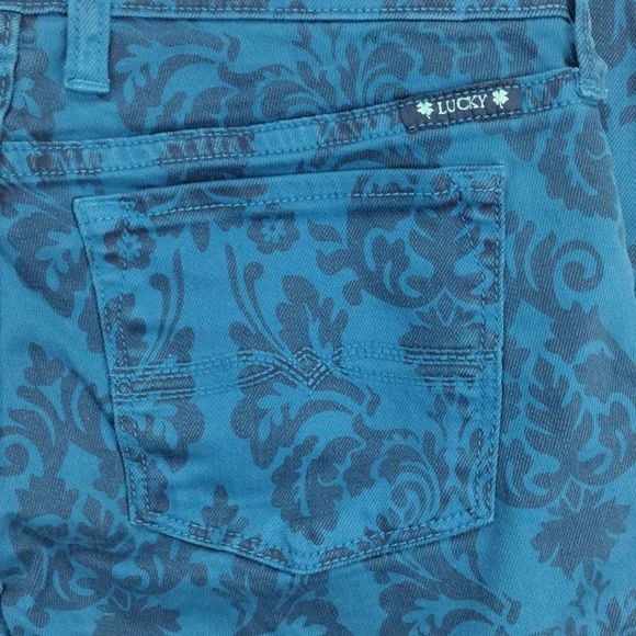 Lucky Brand Charlie Skinny Blue Floral Print Denim Jeans - Picture 4 of 15